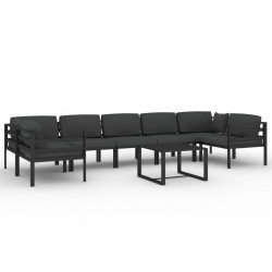 8-cz. zestaw mebli ogrodowych, poduszki, aluminium, antracyt