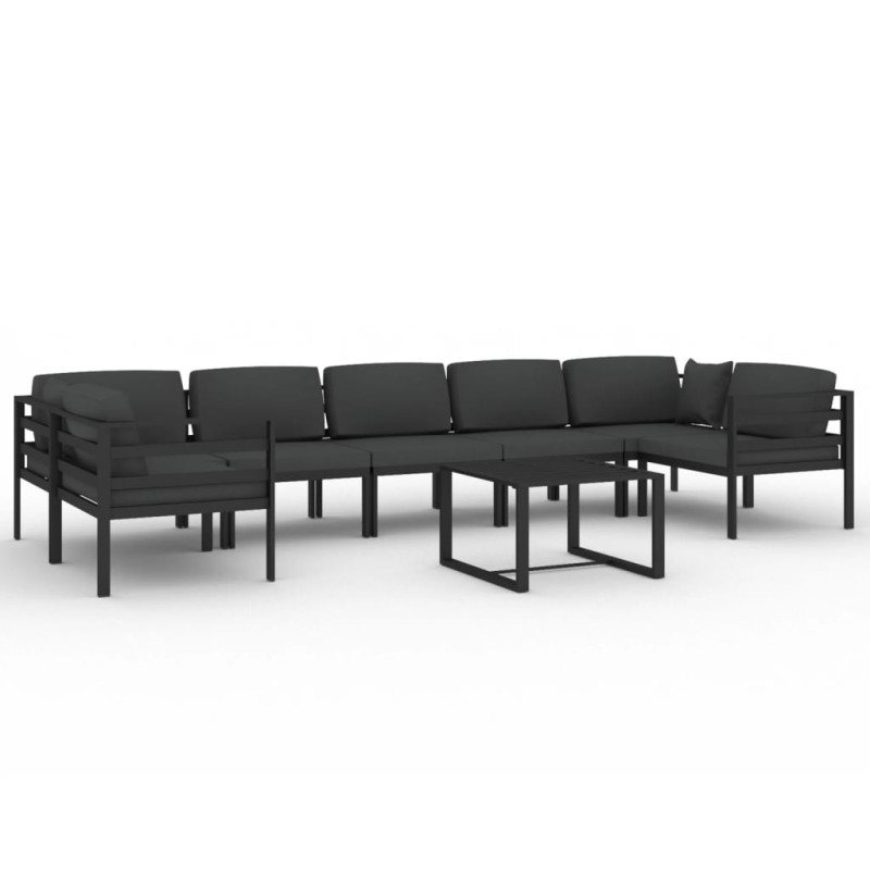 8-cz. zestaw mebli ogrodowych, poduszki, aluminium, antracyt