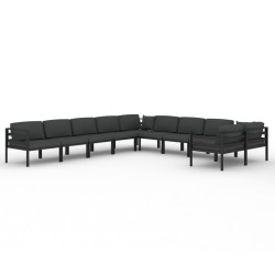 10-cz. zestaw mebli ogrodowych, poduszki, aluminium, antracyt
