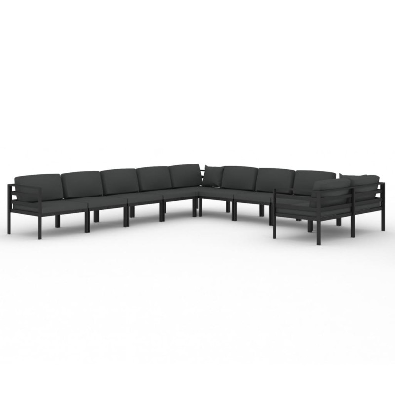 10-cz. zestaw mebli ogrodowych, poduszki, aluminium, antracyt