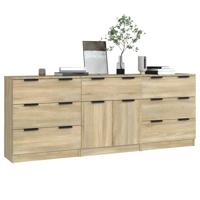 Szafki, 3 szt., dąb sonoma, materiał drewnopochodny