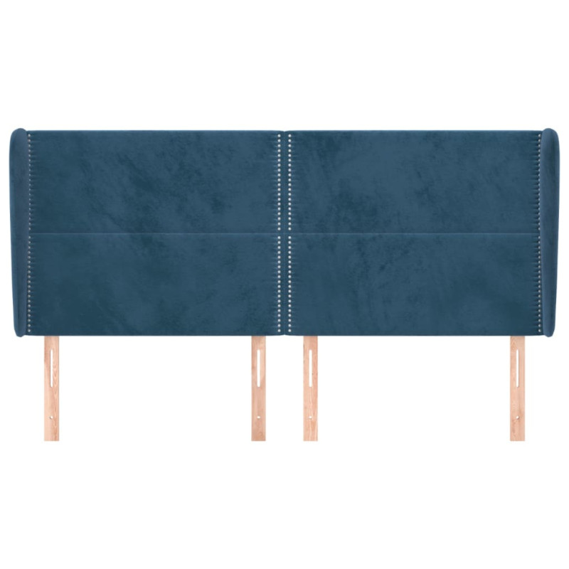 Zagłówek uszak, ciemnoniebieski, 203x23x118/128 cm, aksamit