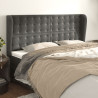 Zagłówek uszak, ciemnoszary, 183x23x118/128 cm, aksamit