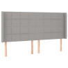 Zagłówek uszak, jasnoszary, 203x16x118/128 cm, tkanina