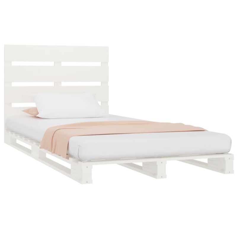 Rama łóżka bez materaca, biała, 90x200 cm, lite drewno sosnowe