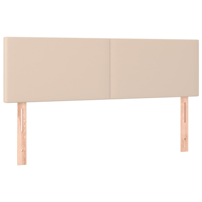 Zagłówek do łóżka z LED, cappuccino, 144x5x78/88 cm, ekoskóra