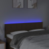 Zagłówek do łóżka z LED, ciemnobrązowy, 144x5x78/88 cm, tkanina