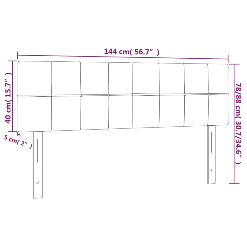 Zagłówek do łóżka z LED, ciemnoniebieski 144x5x78/88cm, aksamit