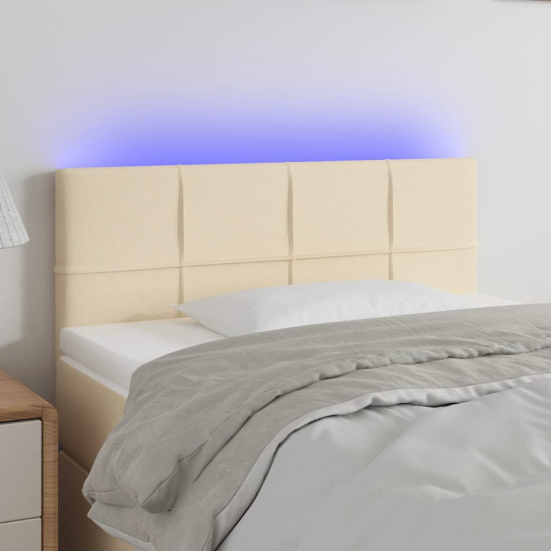 Zagłówek do łóżka z LED, kremowy, 100x5x78/88 cm, tkanina