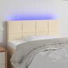 Zagłówek do łóżka z LED, kremowy, 100x5x78/88 cm, tkanina