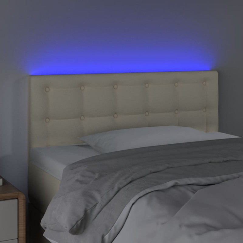 Zagłówek do łóżka z LED, kremowy, 100x5x78/88cm, sztuczna skóra