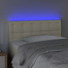 Zagłówek do łóżka z LED, kremowy, 100x5x78/88cm, sztuczna skóra