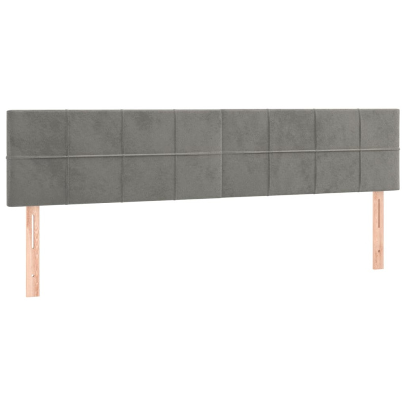 Zagłówek do łóżka z LED, jasnoszary, 180x5x78/88 cm, aksamit
