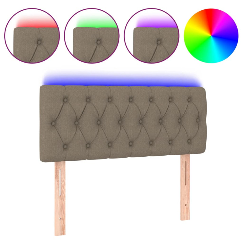 Zagłówek do łóżka z LED, taupe, 90x7x78/88 cm, tkanina
