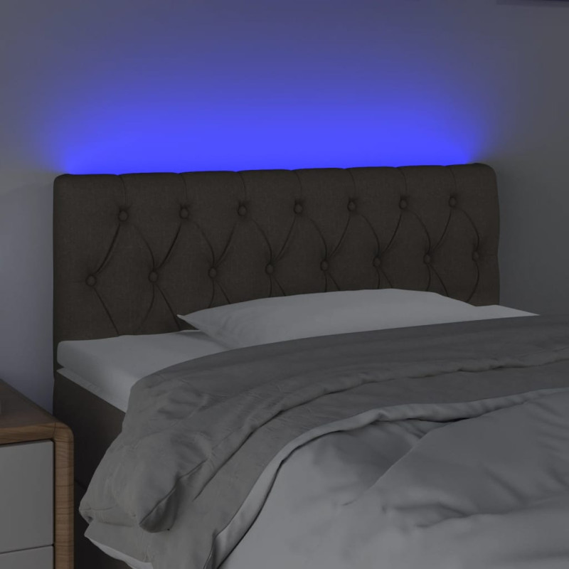 Zagłówek do łóżka z LED, taupe, 90x7x78/88 cm, tkanina