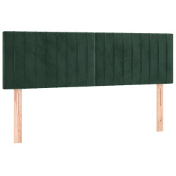 Zagłówek do łóżka z LED, ciemnozielony, 144x5x78/88 cm, aksamit