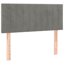 Zagłówek do łóżka z LED, jasnoszary, 100x5x78/88 cm, aksamit