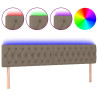 Zagłówek do łóżka z LED, taupe, 200x7x78/88 cm, tkanina