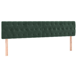 Zagłówek do łóżka z LED, ciemnozielony, 180x7x78/88 cm, aksamit