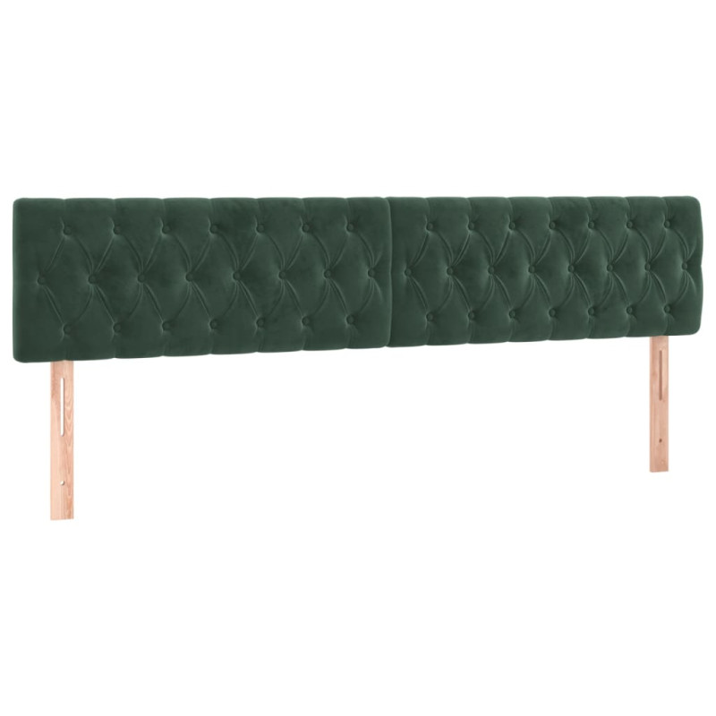 Zagłówek do łóżka z LED, ciemnozielony, 180x7x78/88 cm, aksamit