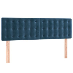 Zagłówek do łóżka z LED, ciemnoniebieski 144x5x78/88cm, aksamit
