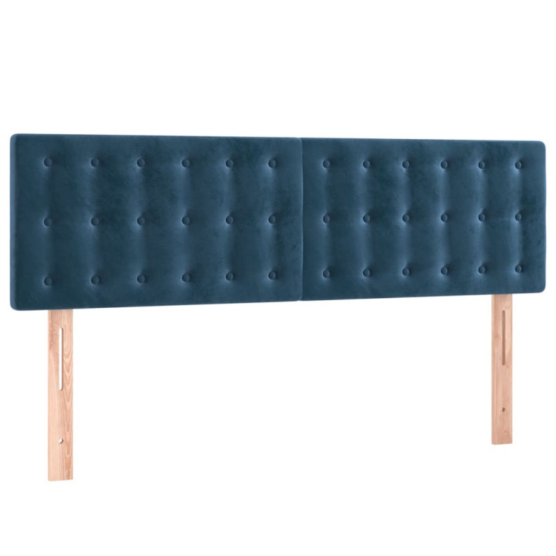 Zagłówek do łóżka z LED, ciemnoniebieski 144x5x78/88cm, aksamit
