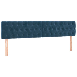 Zagłówek do łóżka z LED, ciemnoniebieski 200x7x78/88cm, aksamit