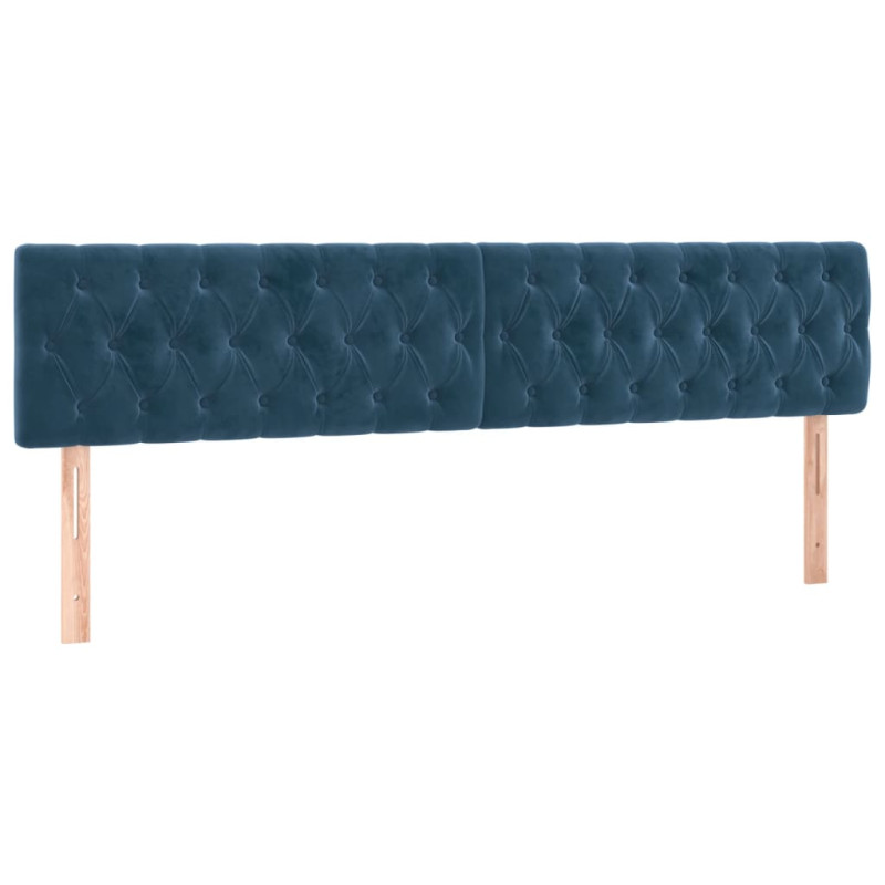 Zagłówek do łóżka z LED, ciemnoniebieski 200x7x78/88cm, aksamit
