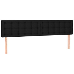 Zagłówek do łóżka z LED, czarny, 200x5x78/88 cm, tkanina
