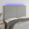 Zagłówek do łóżka z LED, jasnoszary, 144x5x118/128 cm, tkanina