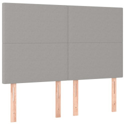 Zagłówek do łóżka z LED, jasnoszary, 144x5x118/128 cm, tkanina