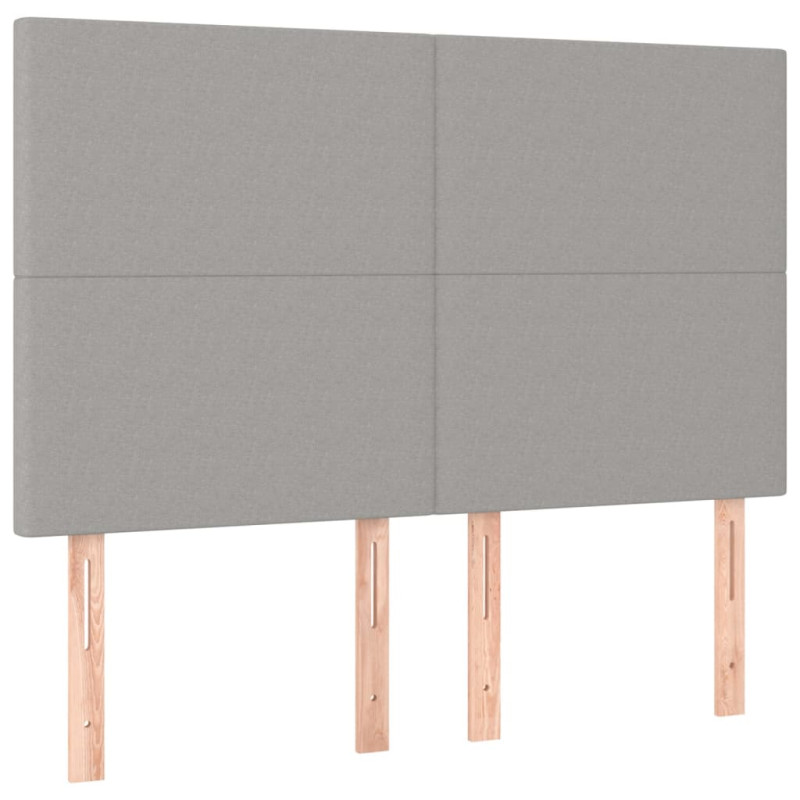Zagłówek do łóżka z LED, jasnoszary, 144x5x118/128 cm, tkanina