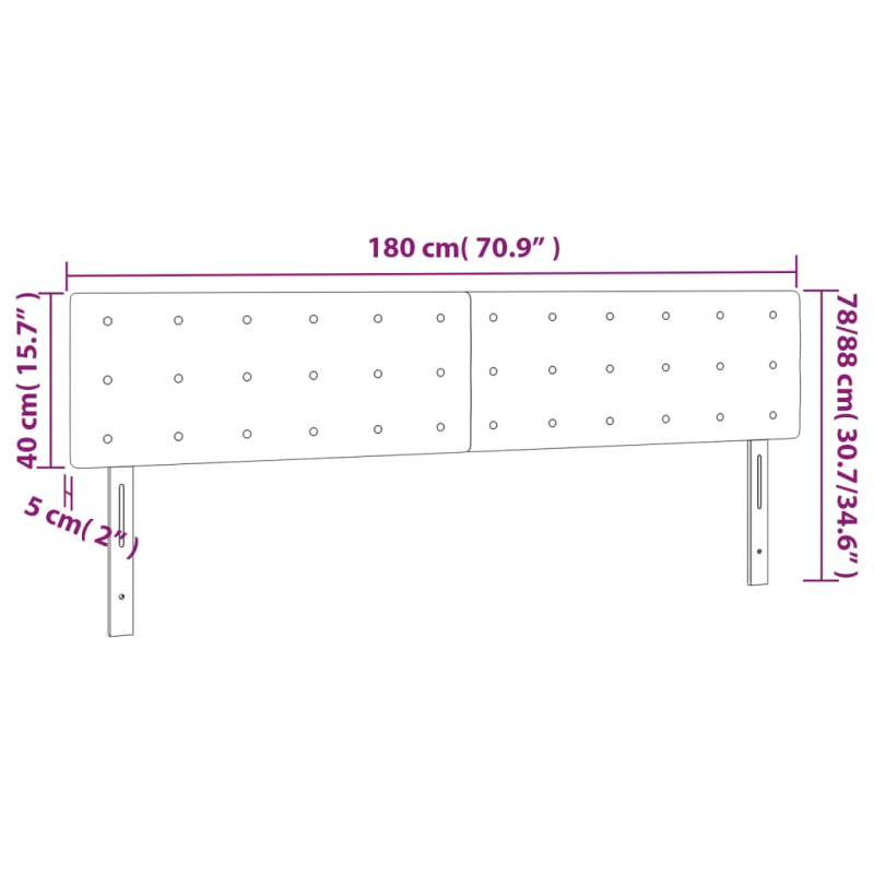 Zagłówek do łóżka z LED, niebieski, 180x5x78/88 cm, tkanina