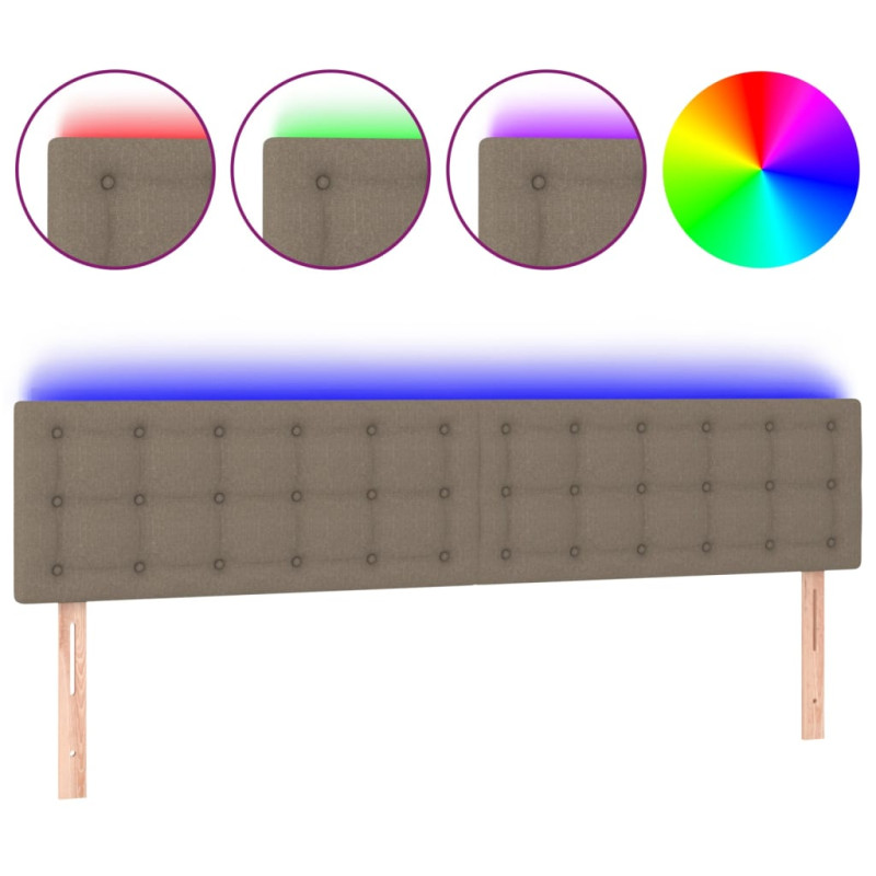 Zagłówek do łóżka z LED, taupe, 200x5x78/88 cm, tkanina