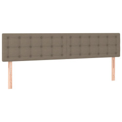 Zagłówek do łóżka z LED, taupe, 200x5x78/88 cm, tkanina