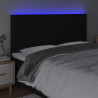 Zagłówek do łóżka z LED, czarny, 200x5x118/128 cm, tkanina