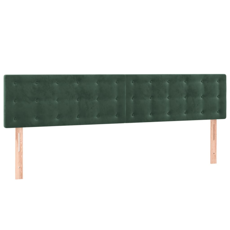 Zagłówek do łóżka z LED, ciemnozielony, 180x5x78/88 cm, aksamit