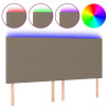 Zagłówek do łóżka z LED, taupe, 160x5x118/128 cm, tkanina