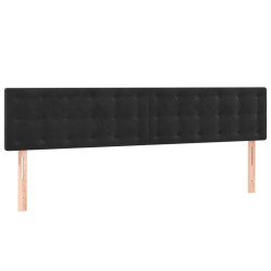 Zagłówek do łóżka z LED, czarny, 200x5x78/88 cm, aksamit
