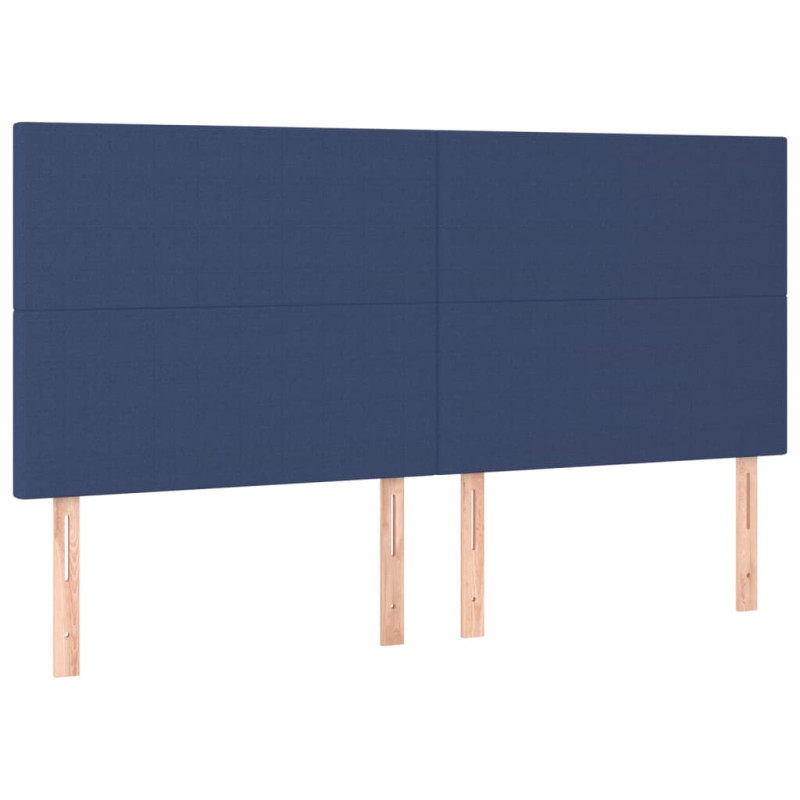 Zagłówek do łóżka z LED, niebieski, 160x5x118/128 cm, tkanina
