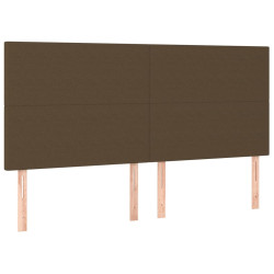 Zagłówek do łóżka z LED ciemnobrązowy 180x5x118/128 cm tkanina
