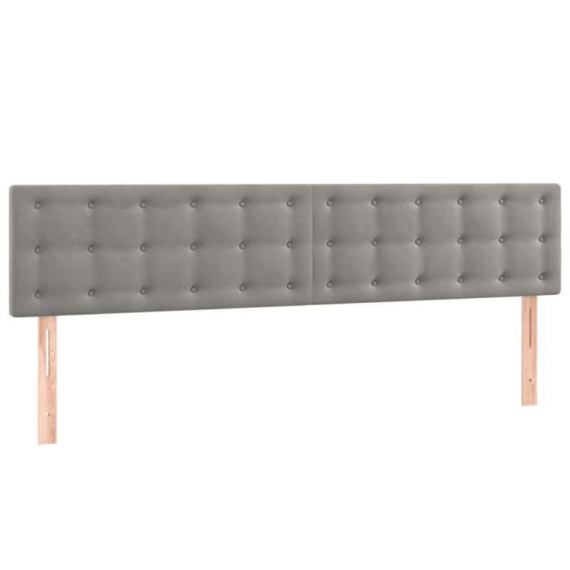 Zagłówek do łóżka z LED, jasnoszary, 160x5x78/88 cm, aksamit