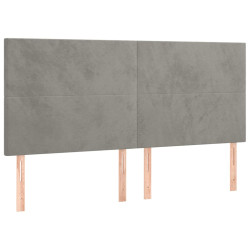 Zagłówek do łóżka z LED, jasnoszary, 200x5x118/128 cm, aksamit