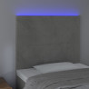 Zagłówek do łóżka z LED, jasnoszary, 90x5x118/128 cm, aksamit