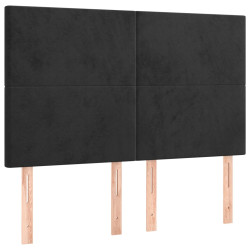 Zagłówek do łóżka z LED, czarny, 144x5x118/128 cm, aksamit