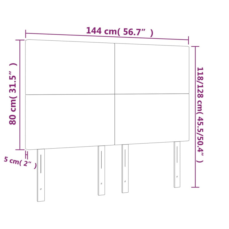 Zagłówek do łóżka z LED, czarny, 144x5x118/128 cm, aksamit