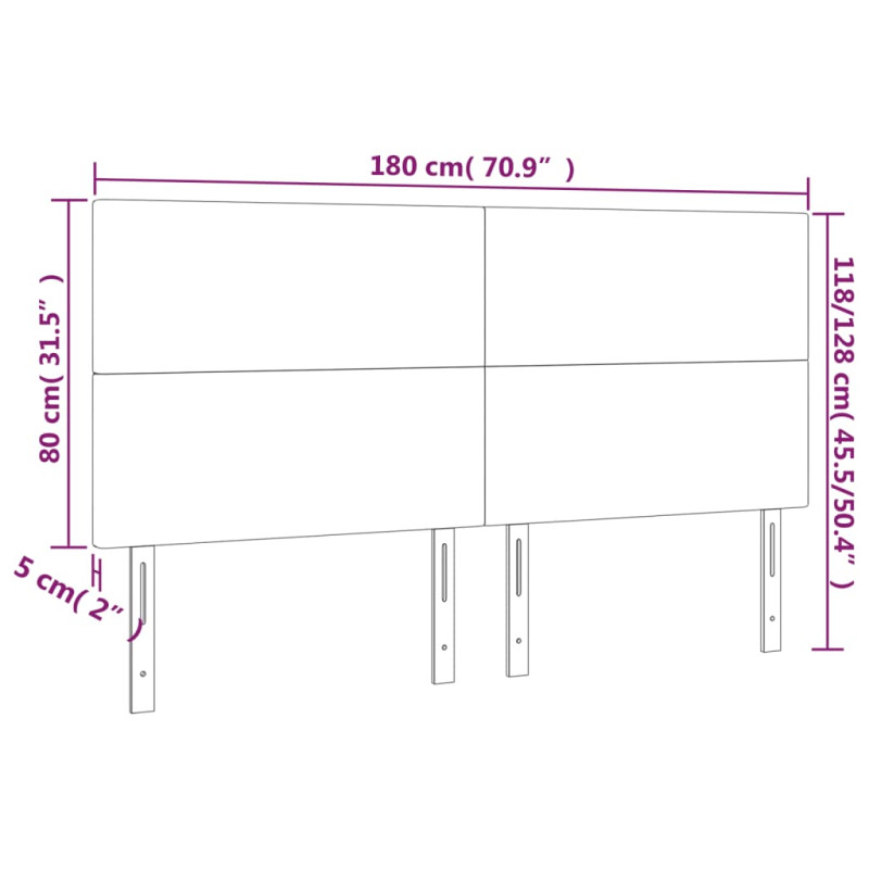 Zagłówek do łóżka z LED, czarny, 180x5x118/128 cm, aksamit
