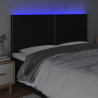 Zagłówek do łóżka z LED, czarny, 200x5x118/128 cm, tkanina