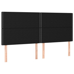 Zagłówek do łóżka z LED, czarny, 200x5x118/128 cm, tkanina