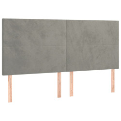 Zagłówek do łóżka z LED, jasnoszary, 180x5x118/128 cm, aksamit